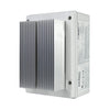 Detail shot of the Bromic 2-Channel dimmer’s aluminum fin heat sink, showcasing the rugged, weather-resistant construction built for outdoor electric heater installations.