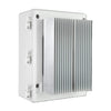 “Bromic Affinity Smart-Heat 2-Channel Dimmer Control shown from a front angled view, featuring dual aluminum heat-sink fins for reliable outdoor heater performance.”