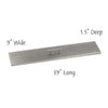American Fire Products linear burner cover in brushed stainless steel, sized at 39" long, 9" wide, and 1.5" deep—crafted to fit a 36x6 fire pit pan, offering sleek protection with modern, weather-resistant durability.