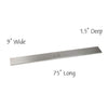 American Fire Products 72x6 linear burner cover crafted from sleek stainless steel, featuring a brushed finish, center handle, and clean profile—measuring 75" long, 9" wide, and 1.5" deep—perfect for modern fire pit protection and style.