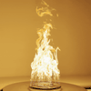 Animated image showing the Athena Fire Glass 12-Inch Fire Ring Burner producing a powerful column of flames with 285,000 BTUs, demonstrating its high heat output and even flame distribution for large outdoor gas fire pits.