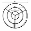 Overhead image of the Athena Fire Glass 36-Inch Fire Ring Burner with labeled measurements, 12", 24", and 36" diameters, illustrating the size and structure of the multi-ring design for accurate installation planning.