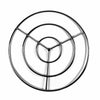 Top-down view of the Athena Fire Glass 36-Inch Fire Ring Burner, displaying the triple concentric stainless steel rings and precision-drilled gas ports for even flame distribution.