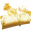 Athena Fire Glass 36-Inch Linear T-Burner in action with golden flames on a clean white background, highlighting the burner’s even flame distribution and durable stainless steel design.