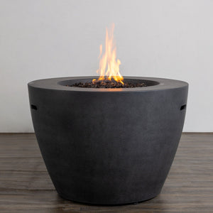 42" Round Beton Concrete (GFRC) Gas Fire Bowl with Hidden Propane Tank - Graphite by Starfire Designs