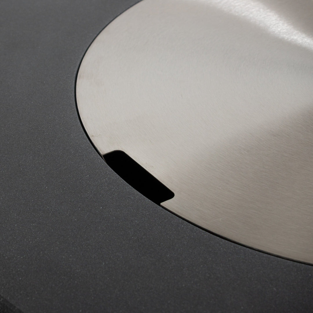 42" Round Beton Concrete (GFRC) Gas Fire Bowl with Hidden Propane Tank - Graphite by Starfire Designs