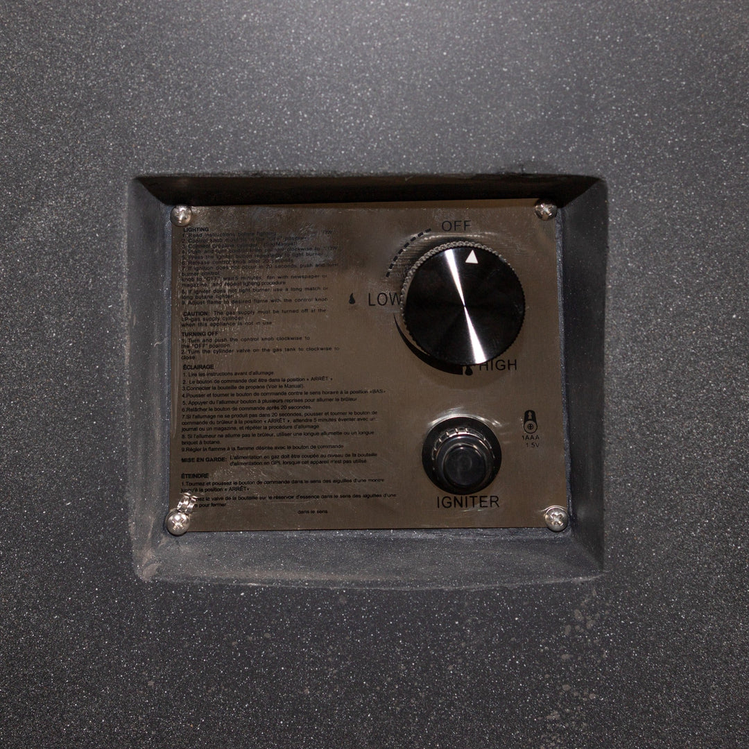 42" Round Beton Concrete (GFRC) Gas Fire Bowl with Hidden Propane Tank - Graphite by Starfire Designs
