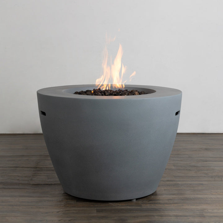 42" Round Beton Concrete (GFRC) Gas Fire Bowl with Hidden Propane Tank - Natural Gray by Starfire Designs