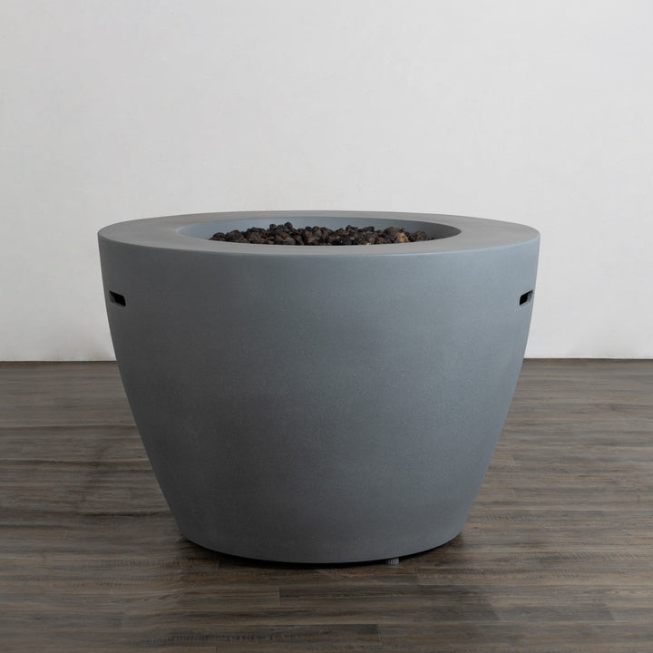 42" Round Beton Concrete (GFRC) Gas Fire Bowl with Hidden Propane Tank - Natural Gray by Starfire Designs