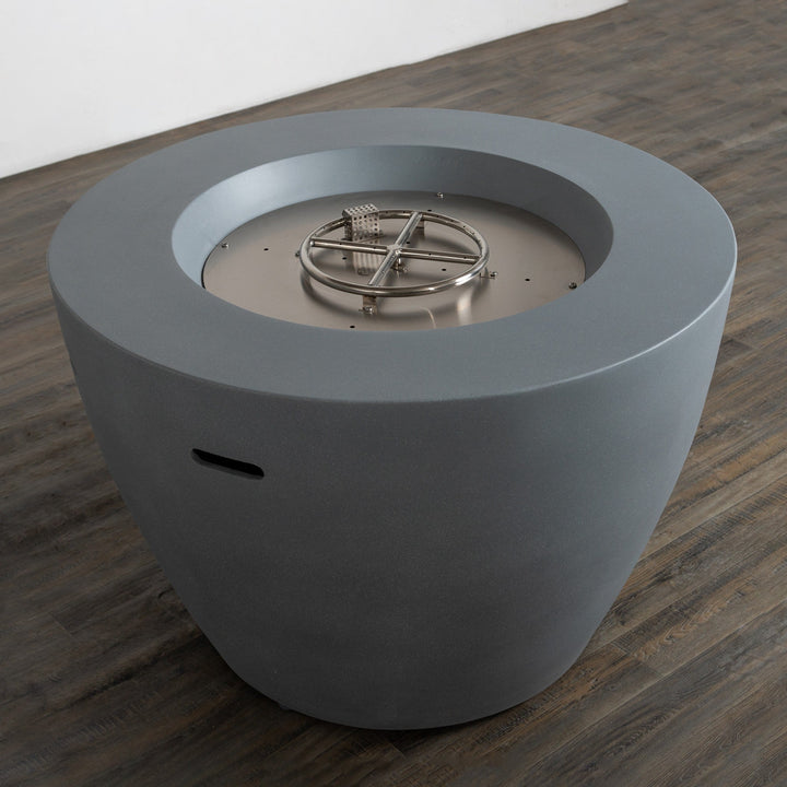 42" Round Beton Concrete (GFRC) Gas Fire Bowl with Hidden Propane Tank - Natural Gray by Starfire Designs