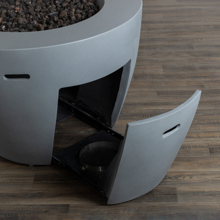 42" Round Beton Concrete (GFRC) Gas Fire Bowl with Hidden Propane Tank - Natural Gray by Starfire Designs