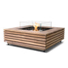 EcoSmart Fire Base 40 Fire Pit Table - Teak - Stainless Steel Ethanol Burner
