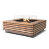EcoSmart Fire Base 40 Fire Pit Table - Teak - Stainless Steel Ethanol Burner