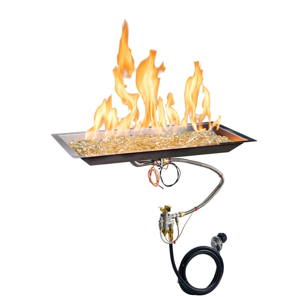 Outdoor GreatRoom Company 12" x 24" Linear Crystal Fire Plus Gas Burner - CFP1224-B