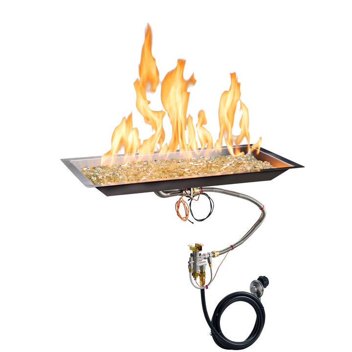 Outdoor GreatRoom Company 12" x 24" Linear Crystal Fire Plus Gas Burner - CFP1224-B