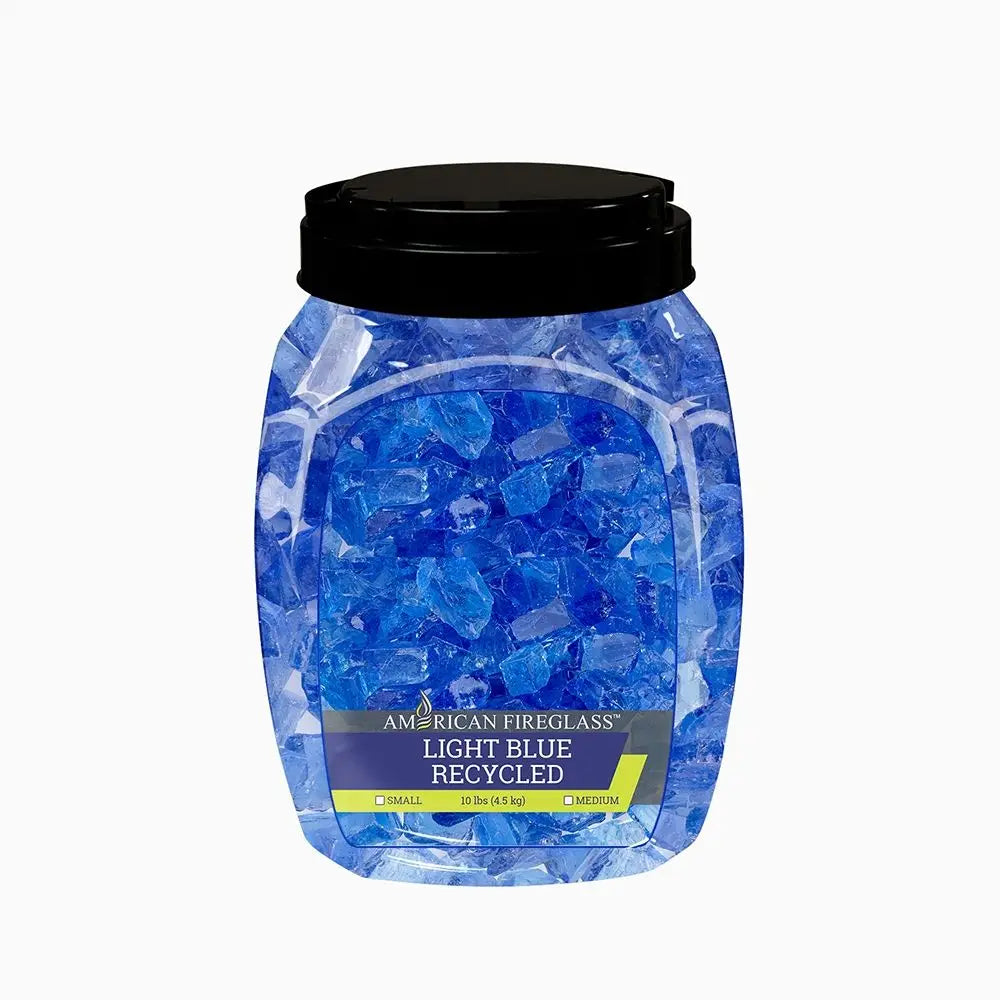 Medium-Sized Recycled Light Blue Fire Glass by American Fire Products