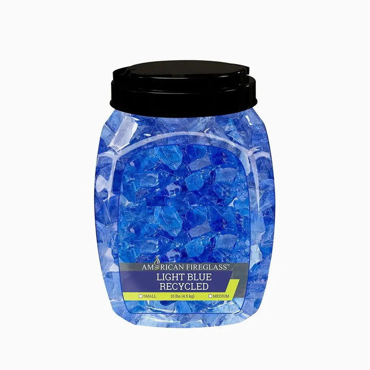 Medium-Sized Recycled Light Blue Fire Glass by American Fire Products