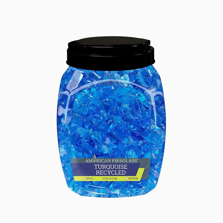 Medium-Sized Recycled Turquoise Fire Glass by American Fire Products