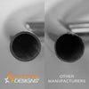 Comparison of stainless steel burner tubes showing the superior thickness and quality of Starfire Designs versus other manufacturers