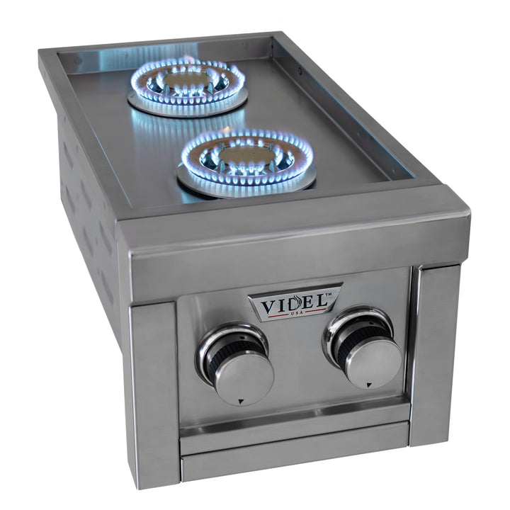13" Stainless Steel Double Side Burner Natural Gas by Videl Grills