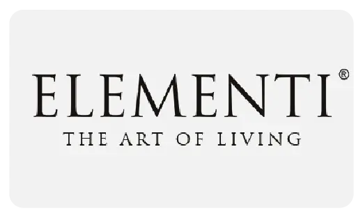 The Elementi logo featuring the brand name in bacl lettering, representing their premium fire pit products.