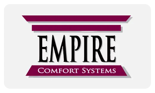 The Empire Comfort Systems logo featuring the brand name in purple and black with a stylized fireplace icon, representing their electric fireplace products.