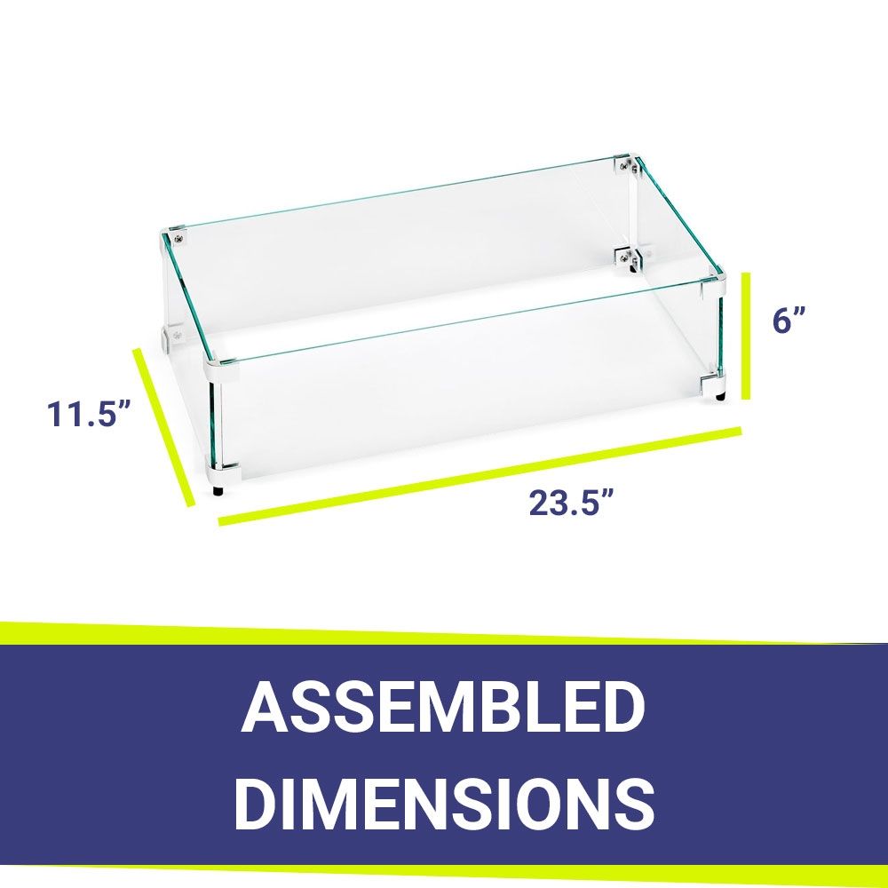 Rectangle Glass Flame Guard for 18" x 6" Drop-In Pan by American Fire Products