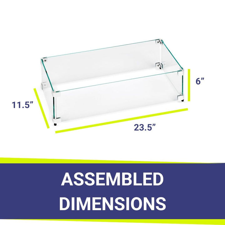 Rectangle Glass Flame Guard for 18" x 6" Drop-In Pan by American Fire Products