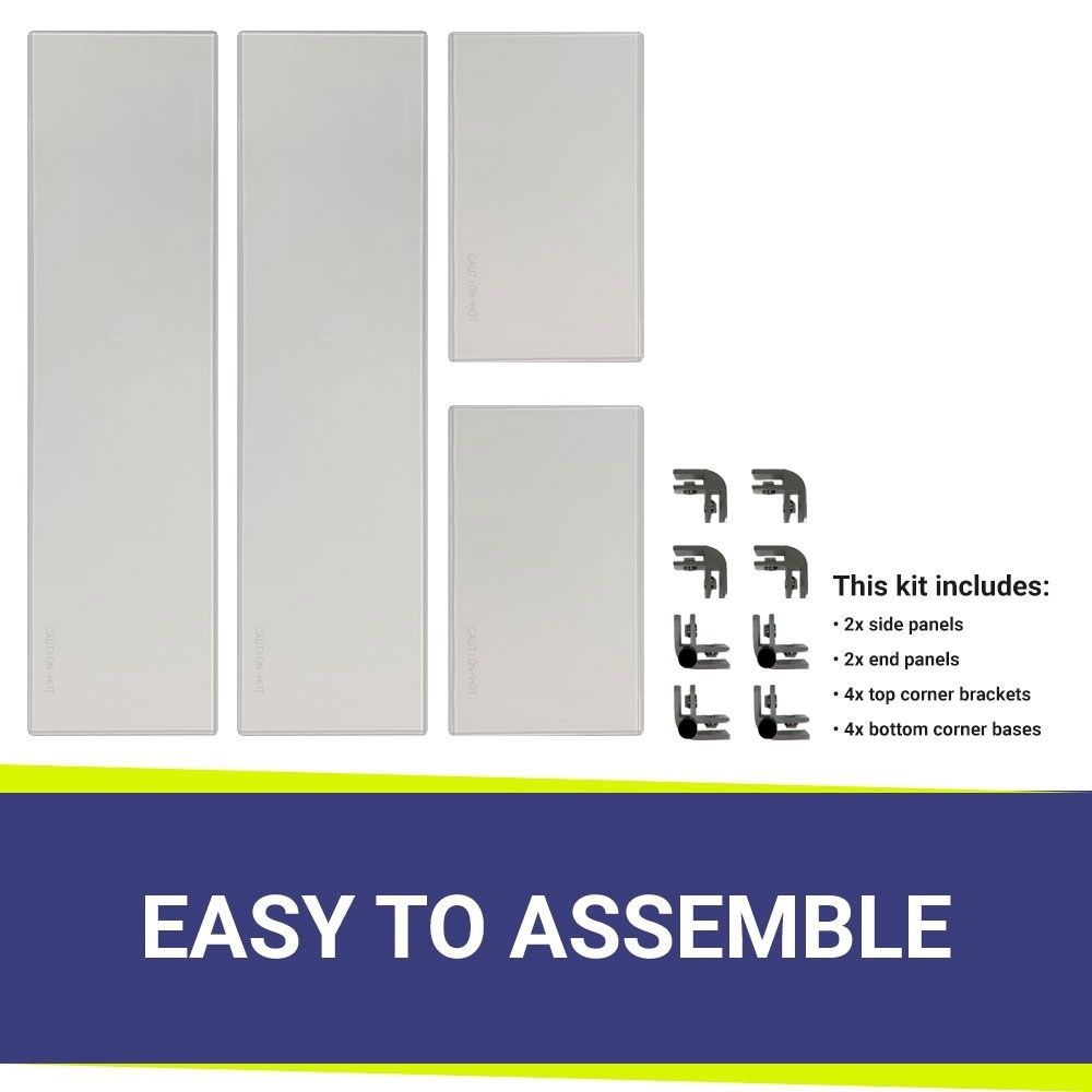 Rectangle Glass Flame Guard for 18" x 6" Drop-In Pan by American Fire Products