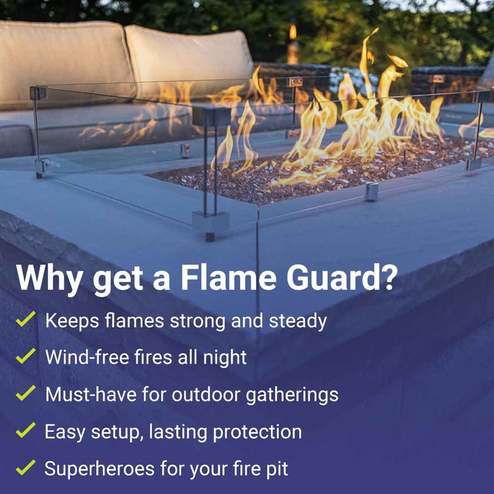 Rectangle Glass Flame Guard for 30" x 10" Drop-In Pan by American Fire Products