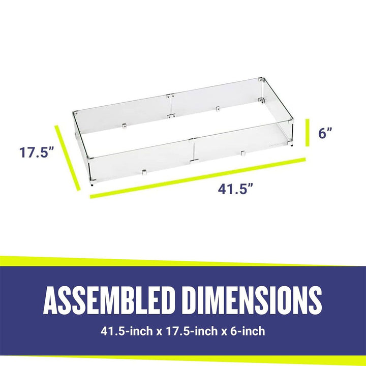 Rectangle Glass Flame Guard for 36" x 12" Drop-In Pan by American Fire Products