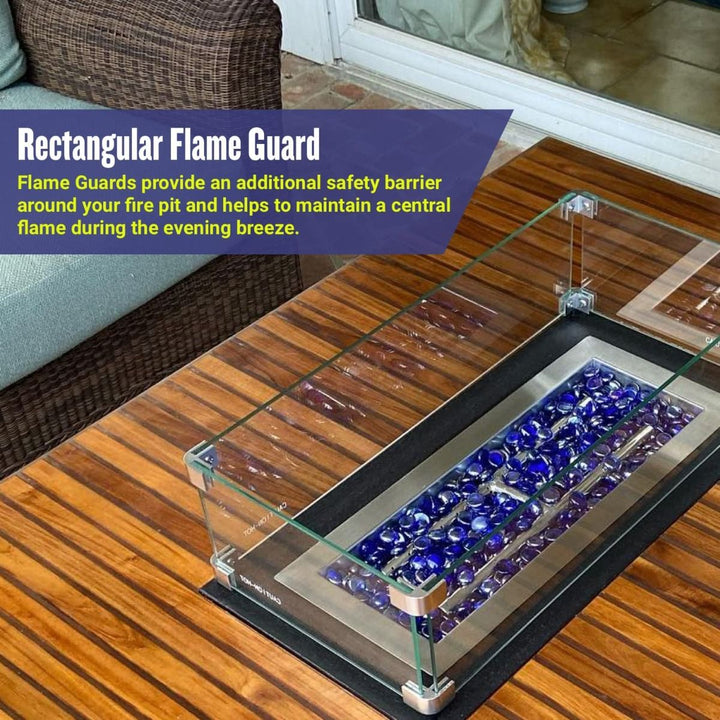 Rectangle Glass Flame Guard for 36" x 12" Drop-In Pan by American Fire Products