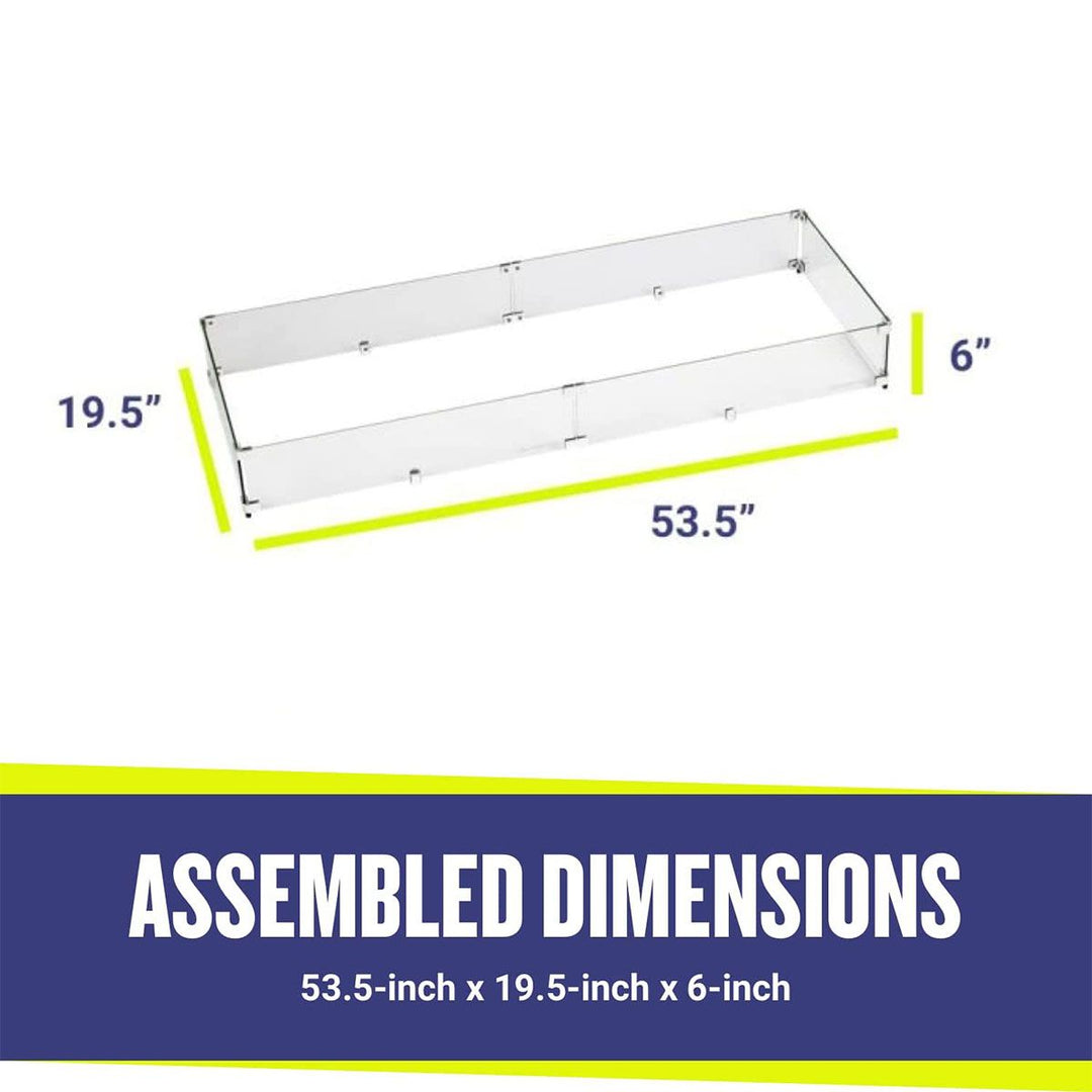 Rectangle Glass Flame Guard for 48" x 14" Drop-In Pan by American Fire Products