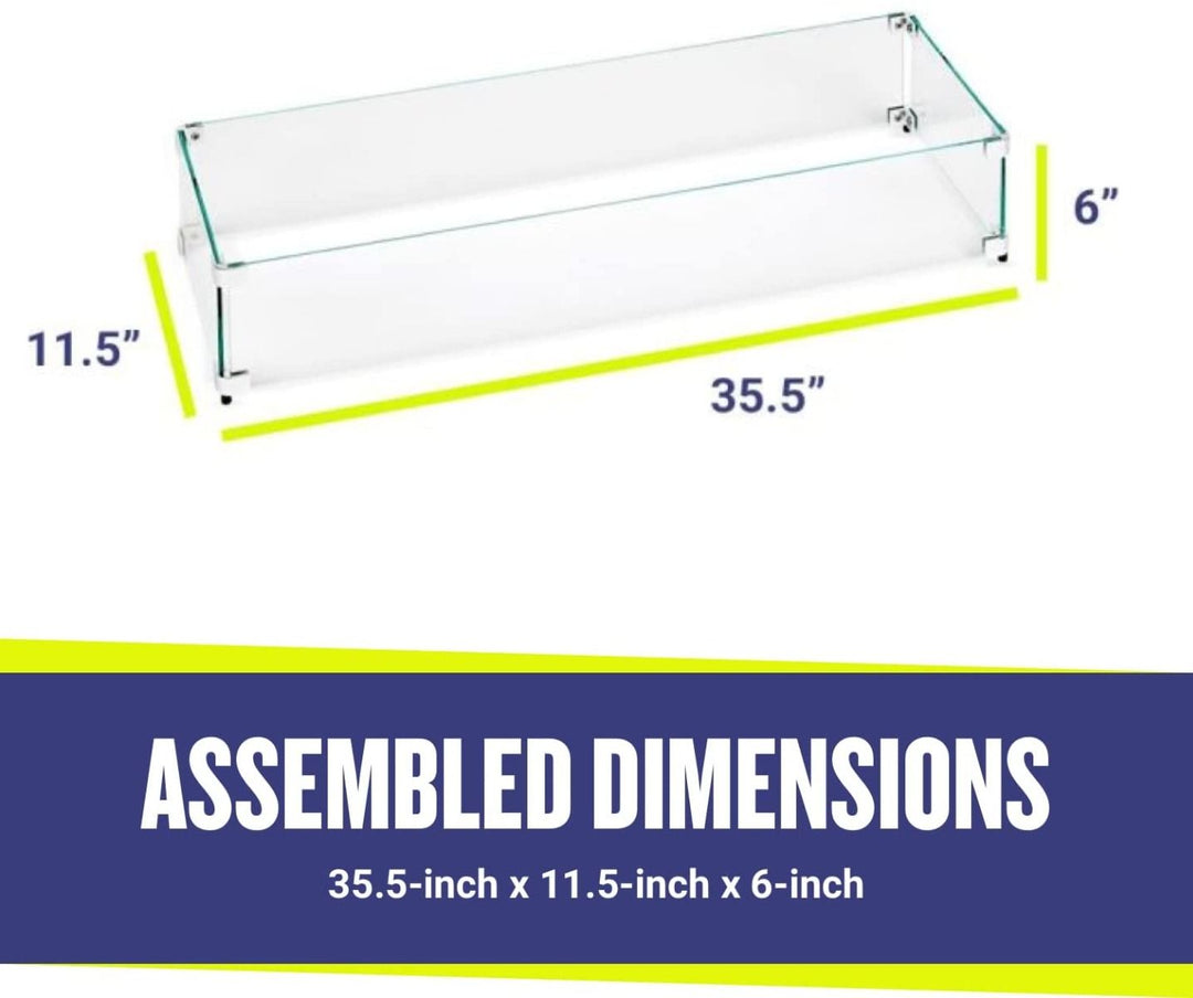 Linear Glass Flame Guard for 30" x 6" Linear Drop-In Pan by American Fire Products