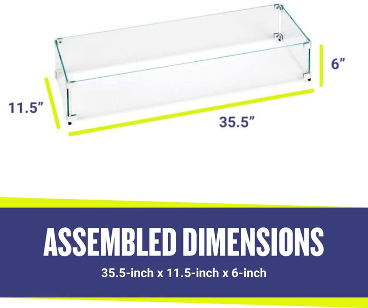 Linear Glass Flame Guard for 30" x 6" Linear Drop-In Pan by American Fire Products