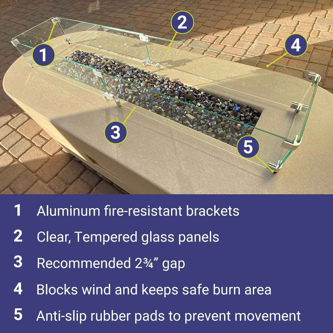 Linear Glass Flame Guard for 30" x 6" Linear Drop-In Pan by American Fire Products