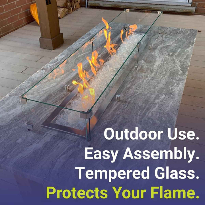Linear Glass Flame Guard for 72" x 6" Linear Drop-In Pan by American Fire Products