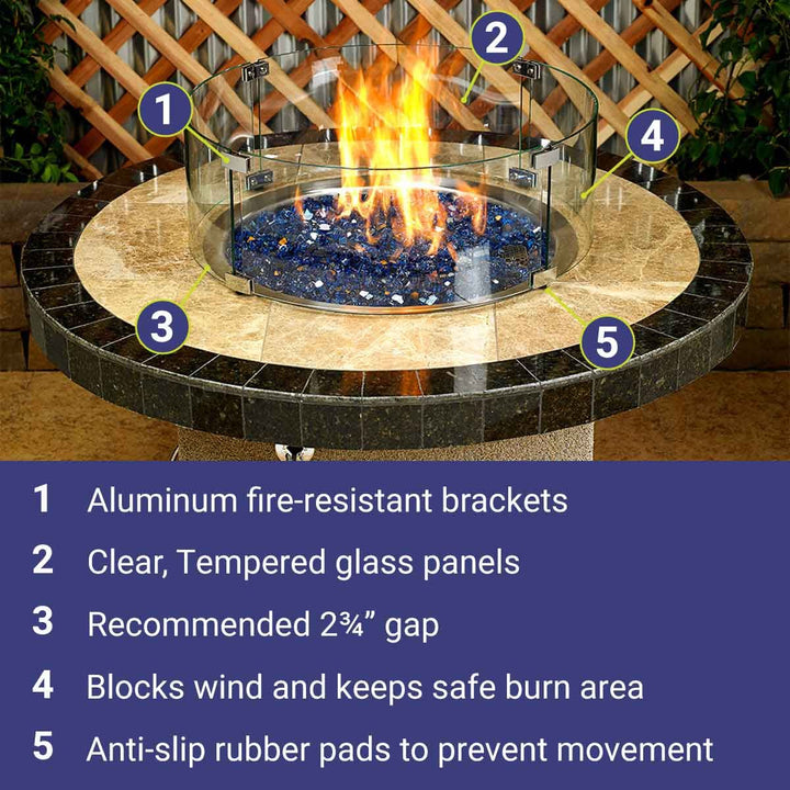 Round Glass Flame Guard for 19" Round Drop-In Pan by American Fire Products
