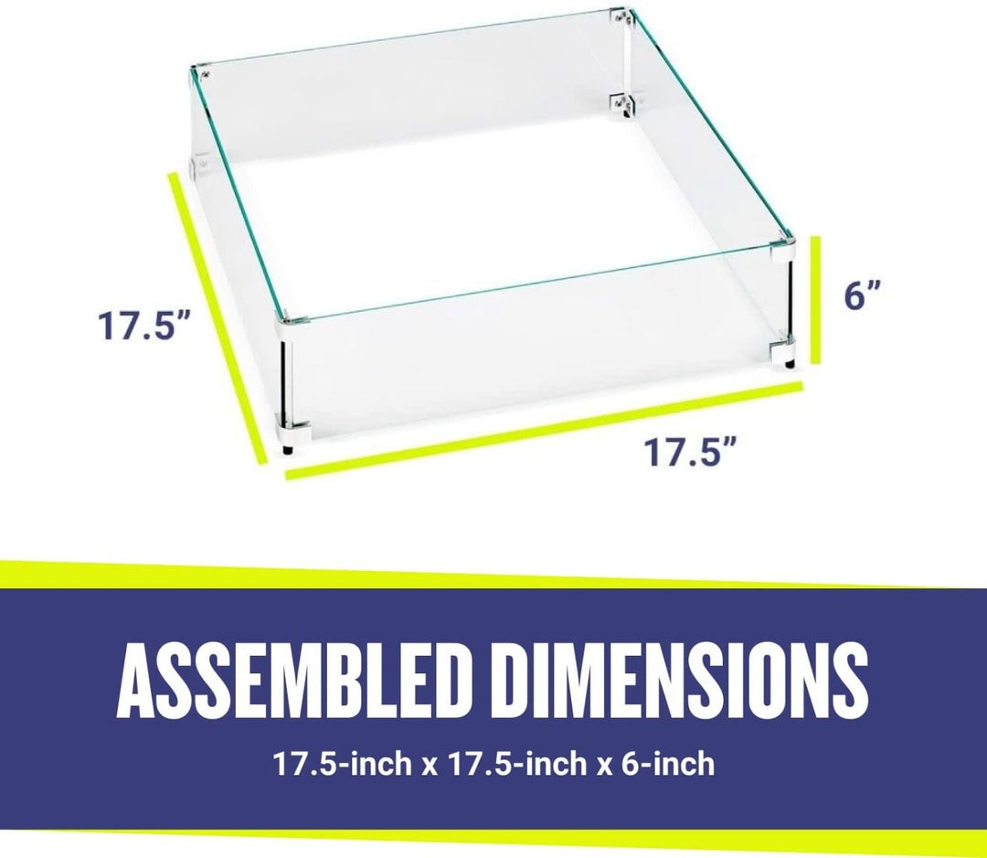 Square Glass Flame Guard for 12" Square Drop-In Pan by American Fire Products