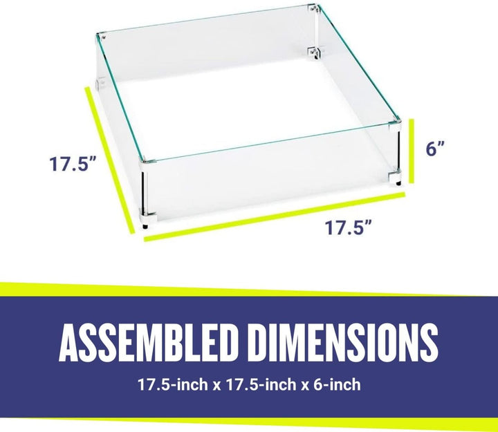 Square Glass Flame Guard for 12" Square Drop-In Pan by American Fire Products