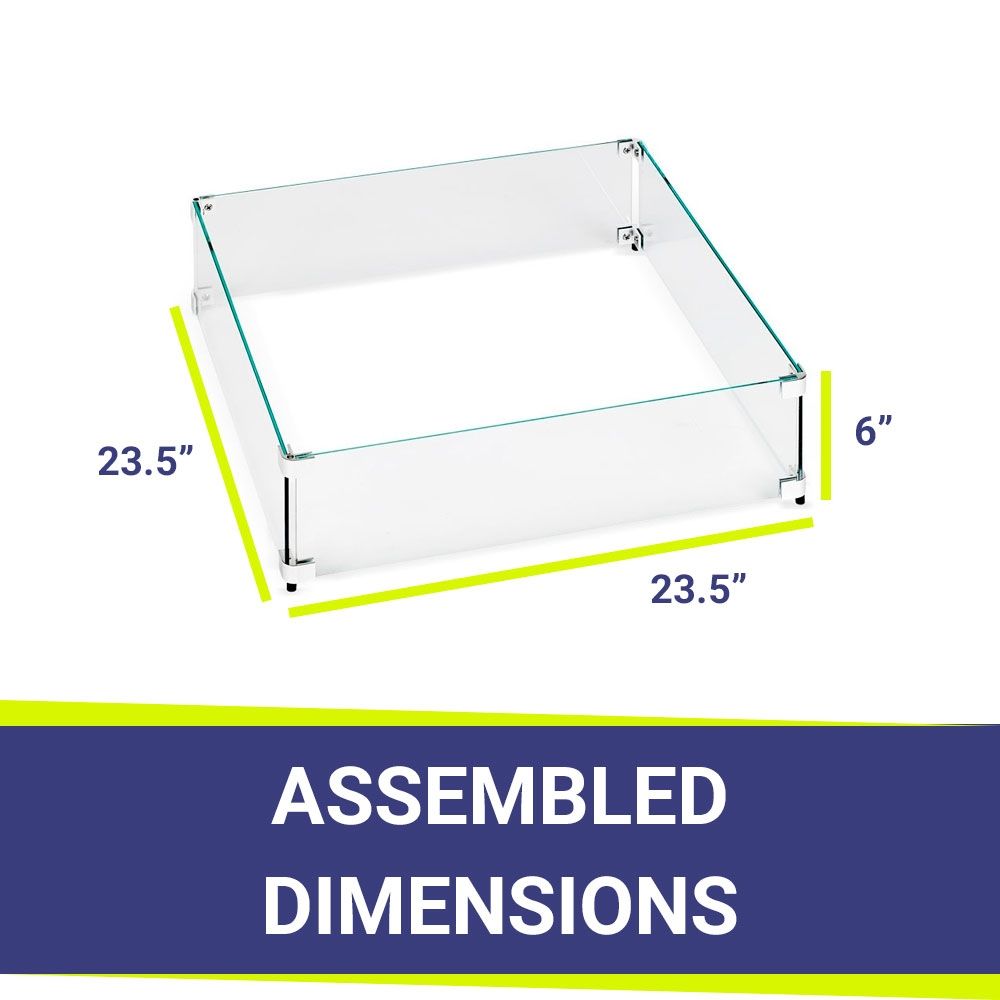 Square Glass Flame Guard for 18" Square Drop-In Pan by American Fire Products