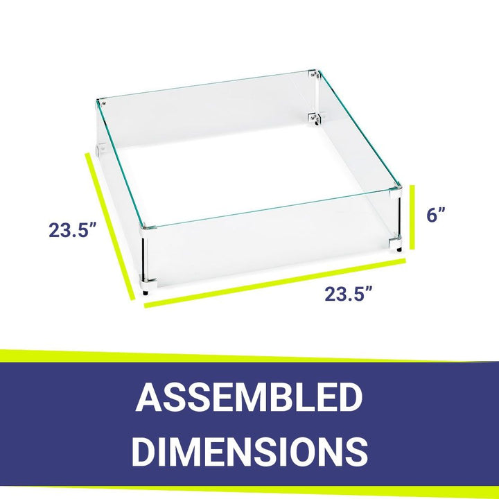 Square Glass Flame Guard for 18" Square Drop-In Pan by American Fire Products