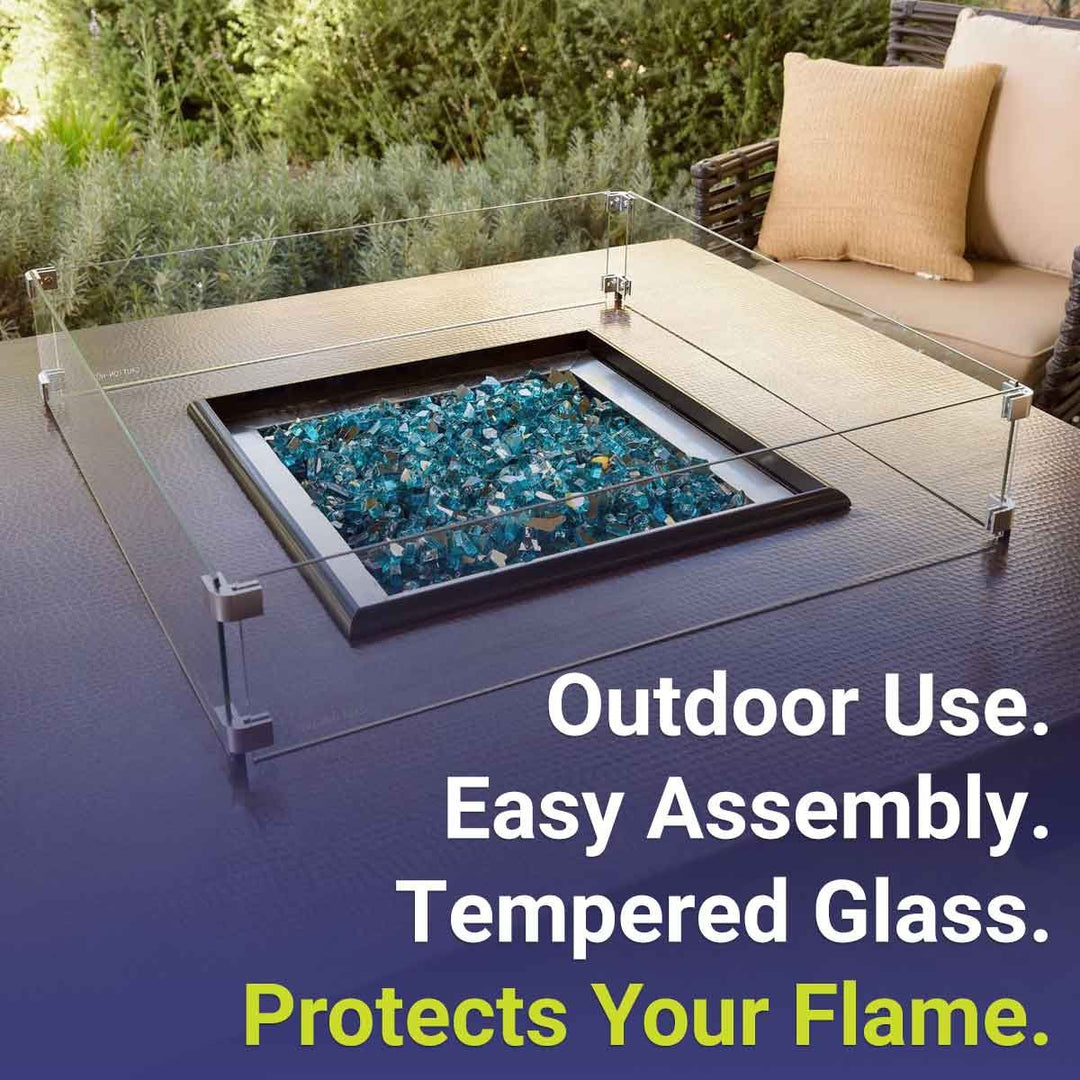 Square Glass Flame Guard for 18" Square Drop-In Pan by American Fire Products