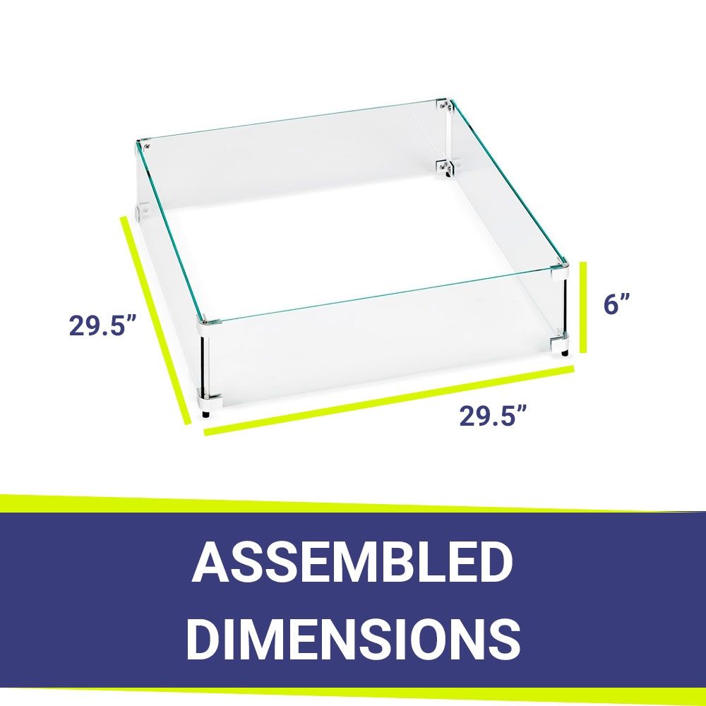 Square Glass Flame Guard for 24" Square Drop-In Pan by American Fire Products