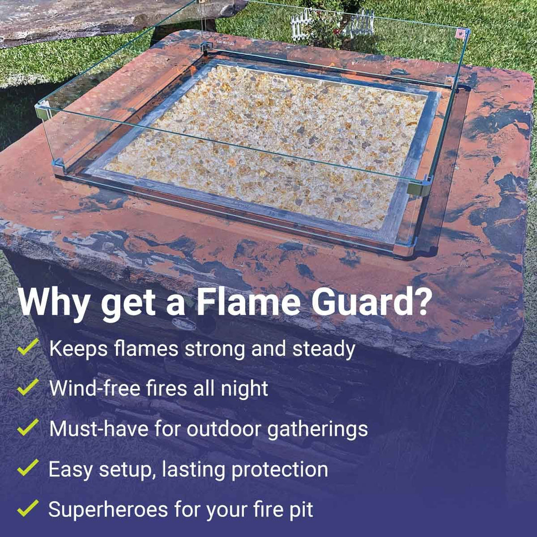 Square Glass Flame Guard for 24" Square Drop-In Pan by American Fire Products