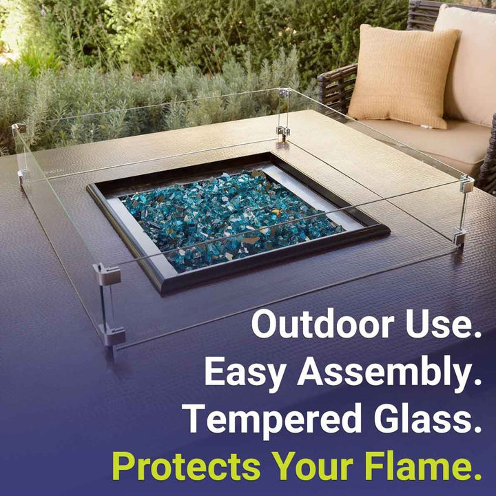 Square Glass Flame Guard for 30" Square Drop-In Pan by American Fire Products