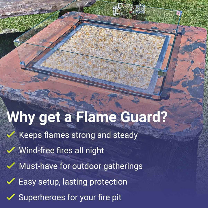 Square Glass Flame Guard for 30" Square Drop-In Pan by American Fire Products