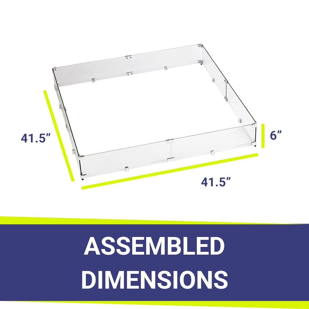 Square Glass Flame Guard for 36" Square Drop-In Pan by American Fire Products