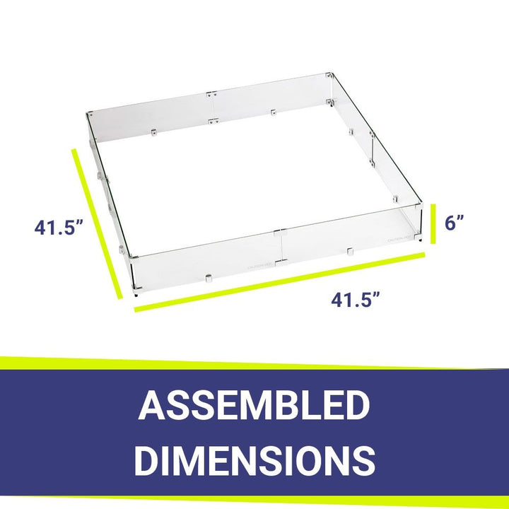 Square Glass Flame Guard for 36" Square Drop-In Pan by American Fire Products