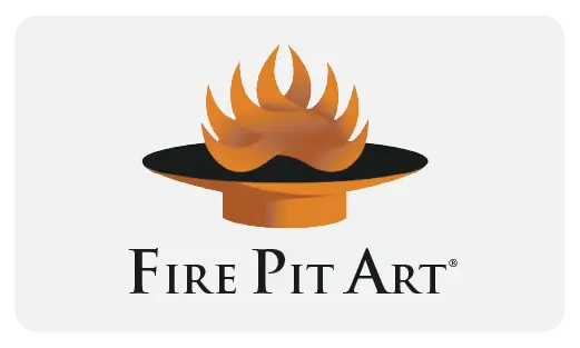 The Fire Pit Art featuring the brand name in black with a stylized fire pit icon, representing their handcrafted fire pit products.
